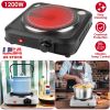 1200W Electric Infrared Single Burner Portable Heating Hot Plate Stove Countertop RV Hotplate with 7.5” Glass Cooktop Stepless Temperature Adjustments